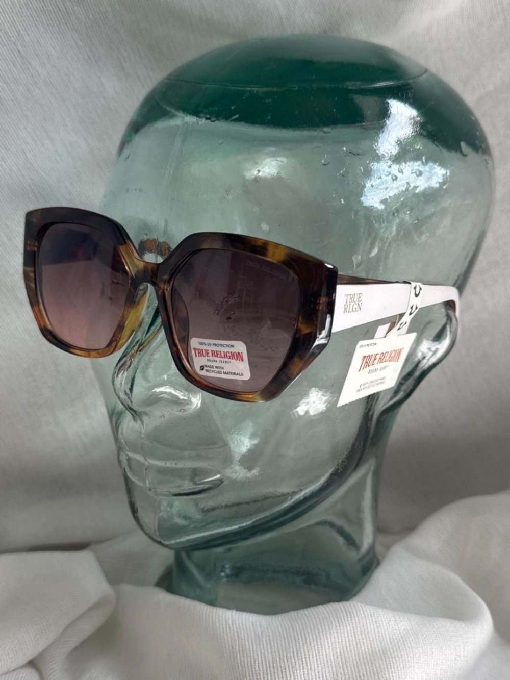 True Religion Tortoiseshell & White Cat-Eye Women's Sunglasses NWT